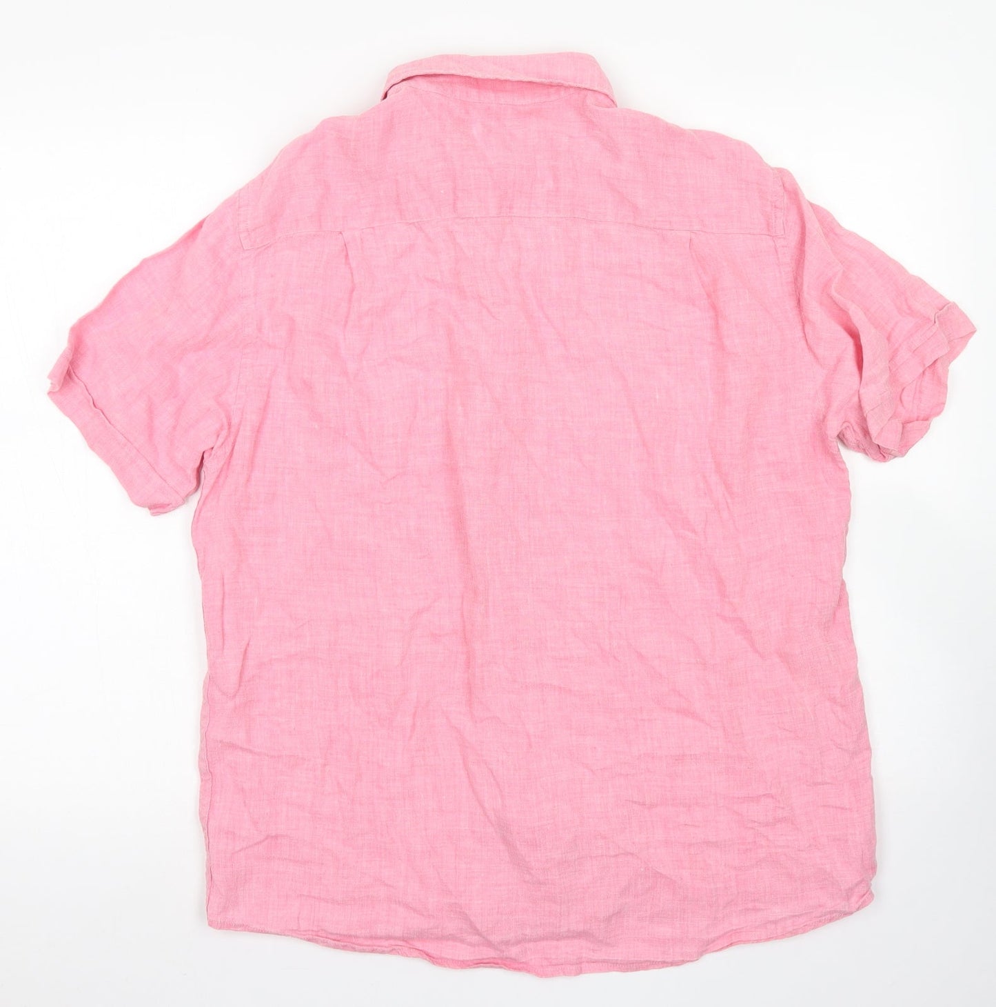 Blue Harbour Mens Pink  Linen  Button-Up Size M Collared Button