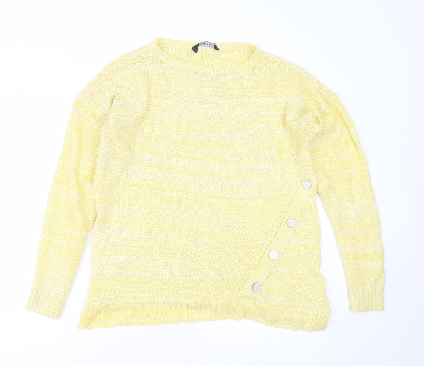 Peacocks Womens Yellow Round Neck  Acrylic Pullover Jumper Size L