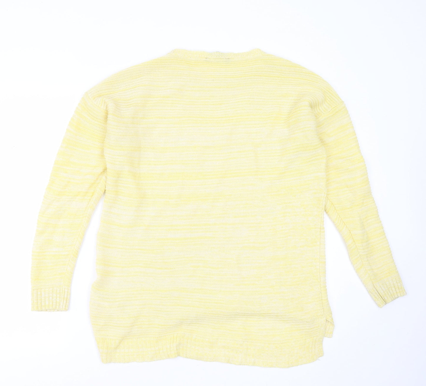 Peacocks Womens Yellow Round Neck  Acrylic Pullover Jumper Size L