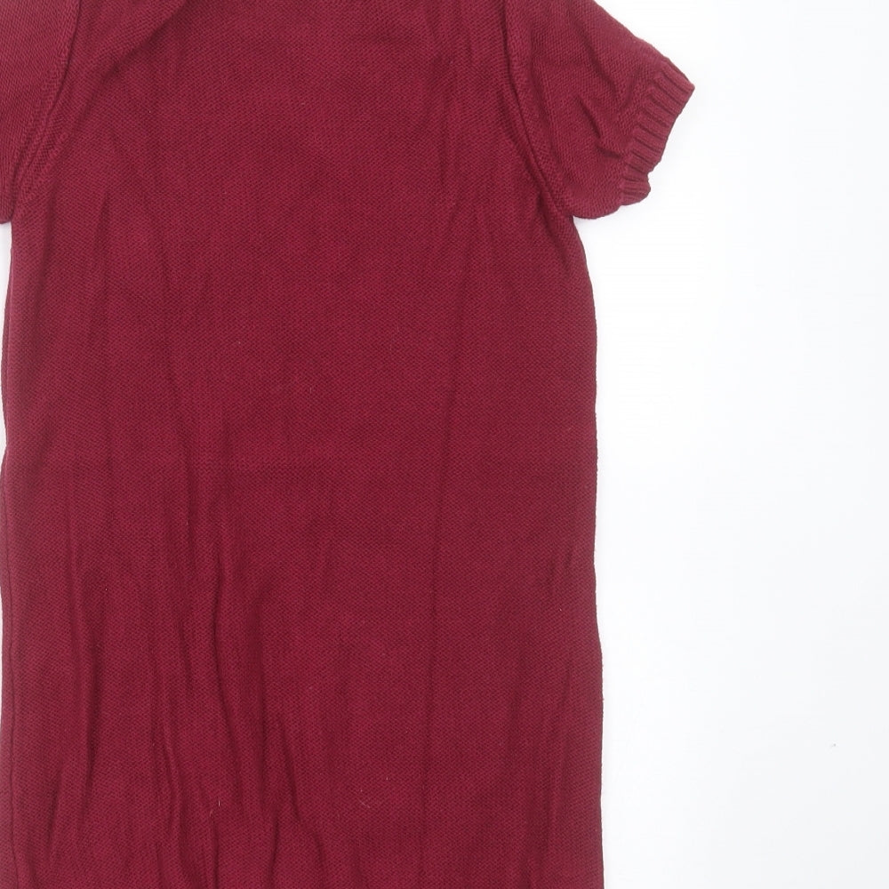 Young Dimension Girls Purple Geometric Cotton Jumper Dress  Size 5-6 Years  Round Neck