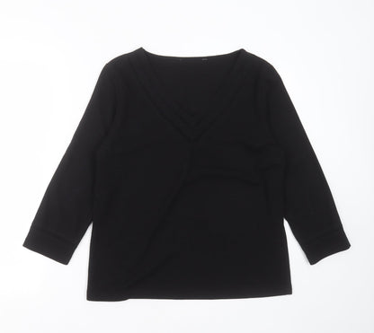 Preloved BHS Womens Black V-Neck  Polyester Pullover Jumper Size 16 - Front