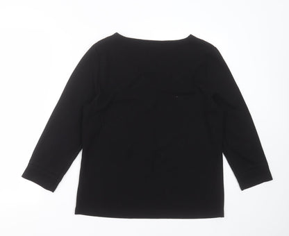 Preloved BHS Womens Black V-Neck  Polyester Pullover Jumper Size 16 - Back