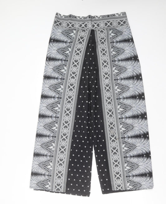 Preworn Womens Black Geometric Polyamide Trousers  Size L L28 in Regular