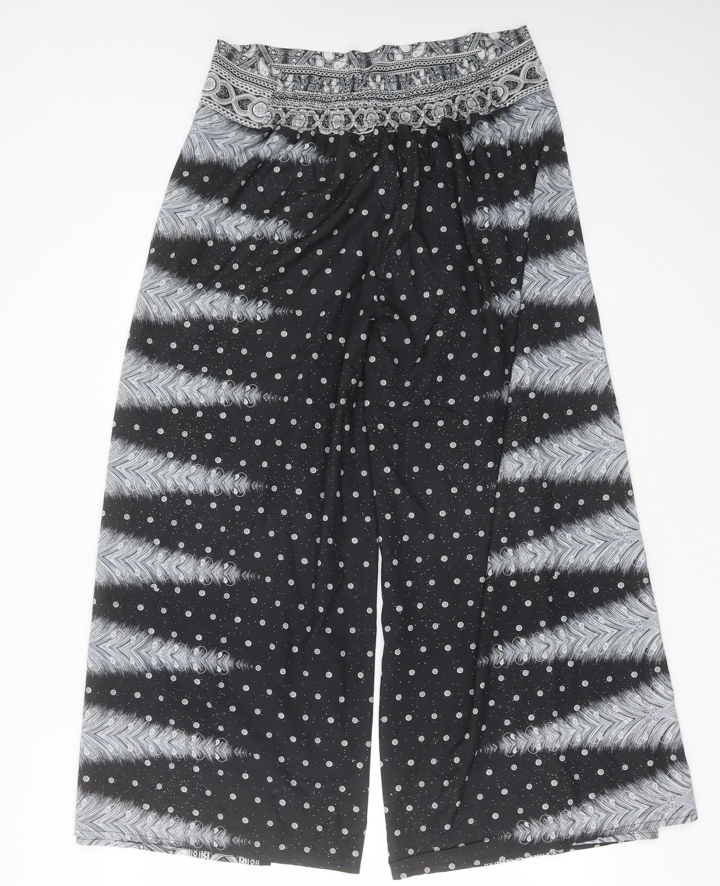 Preworn Womens Black Geometric Polyamide Trousers  Size L L28 in Regular