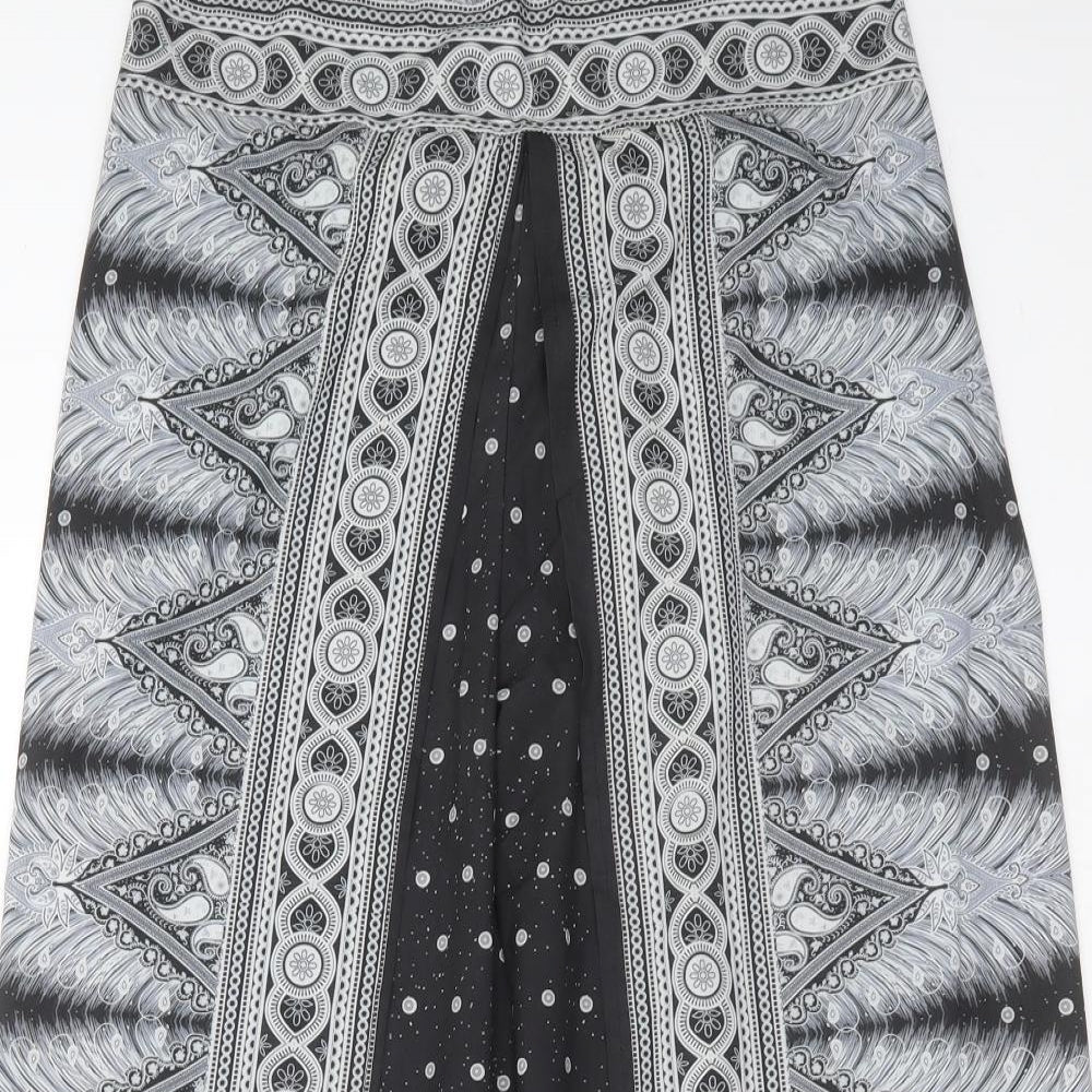 Preworn Womens Black Geometric Polyamide Trousers  Size L L28 in Regular