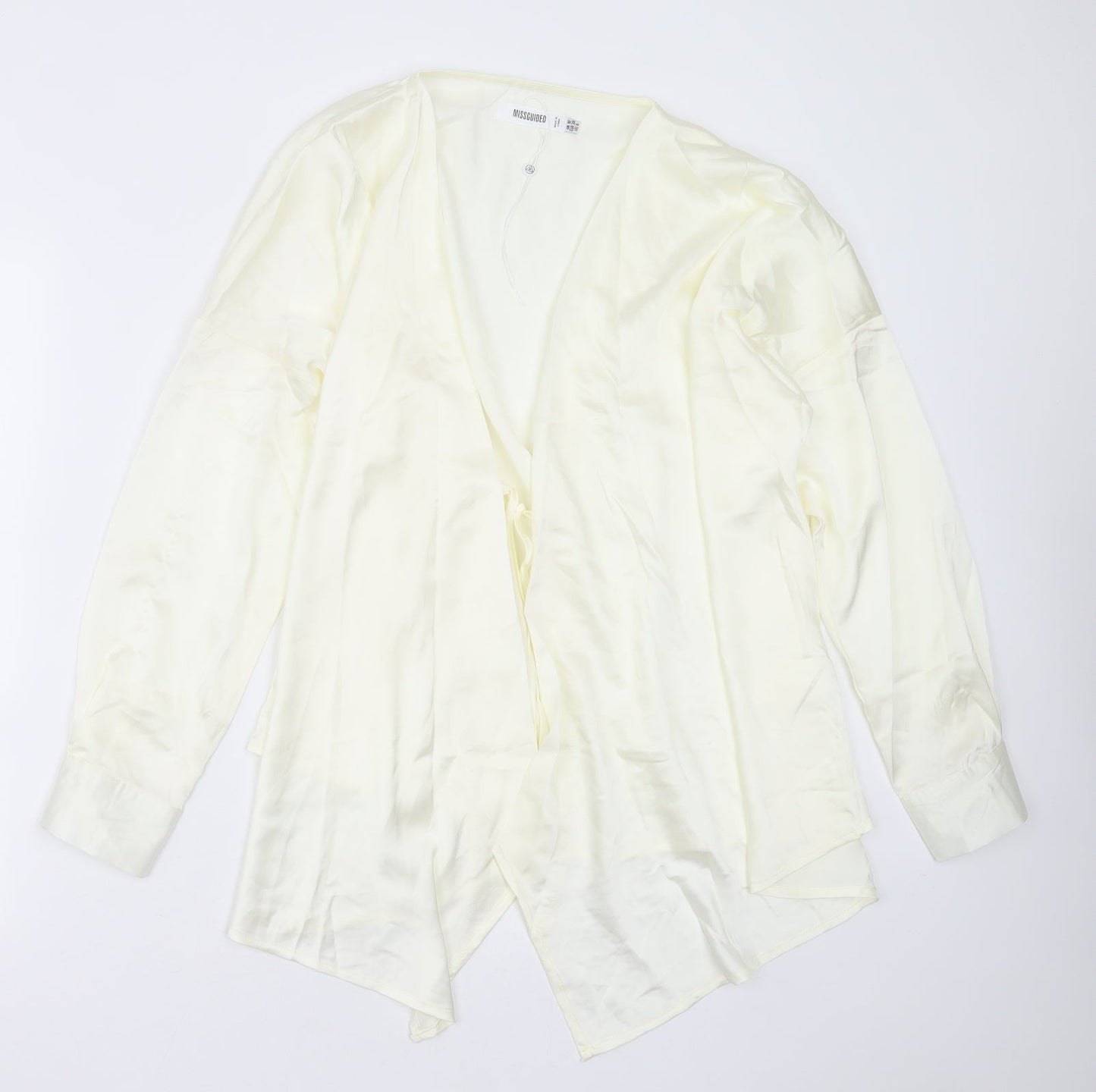Missguided Womens Yellow  Polyester Basic Blouse Size 10 V-Neck