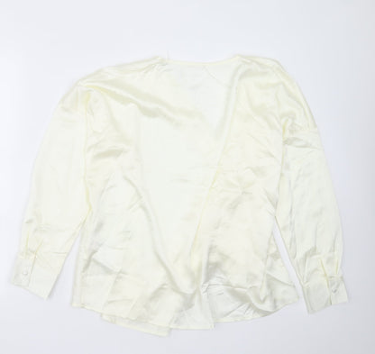 Missguided Womens Yellow  Polyester Basic Blouse Size 10 V-Neck