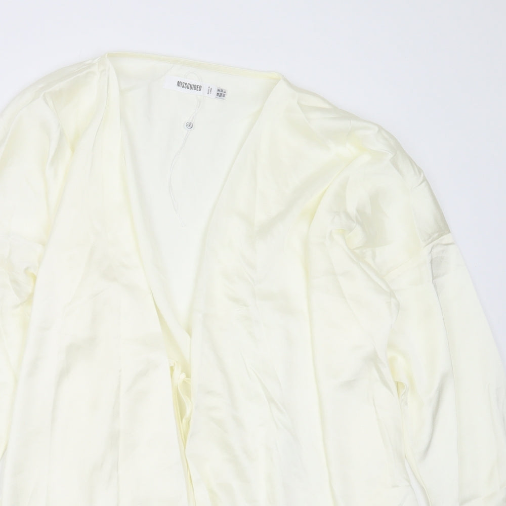 Missguided Womens Yellow  Polyester Basic Blouse Size 10 V-Neck