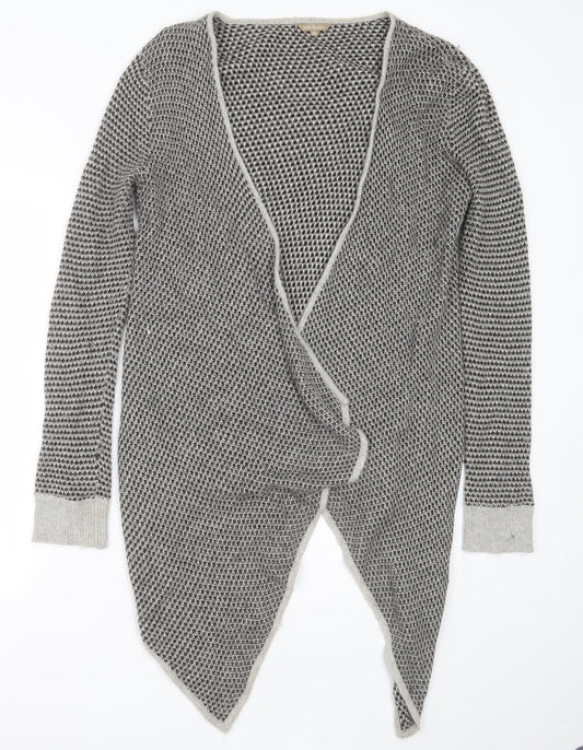 M&Co Womens Grey V-Neck Geometric Viscose Cardigan Jumper Size 14