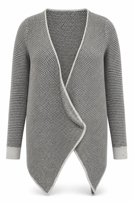 M&Co Womens Grey V-Neck Geometric Viscose Cardigan Jumper Size 14