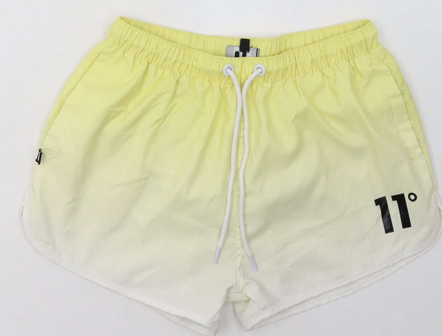 11 degrees Womens Yellow  Polyester Sweat Shorts Size S L3 in Regular Tie