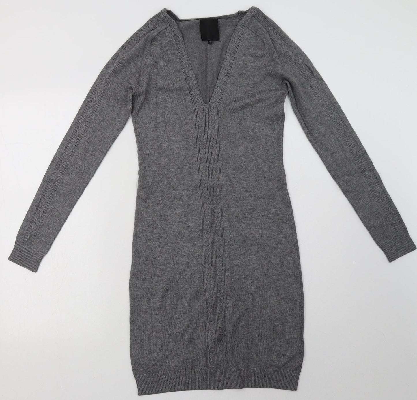 inwear Womens Grey  Viscose Jumper Dress  Size XS  V-Neck Pullover