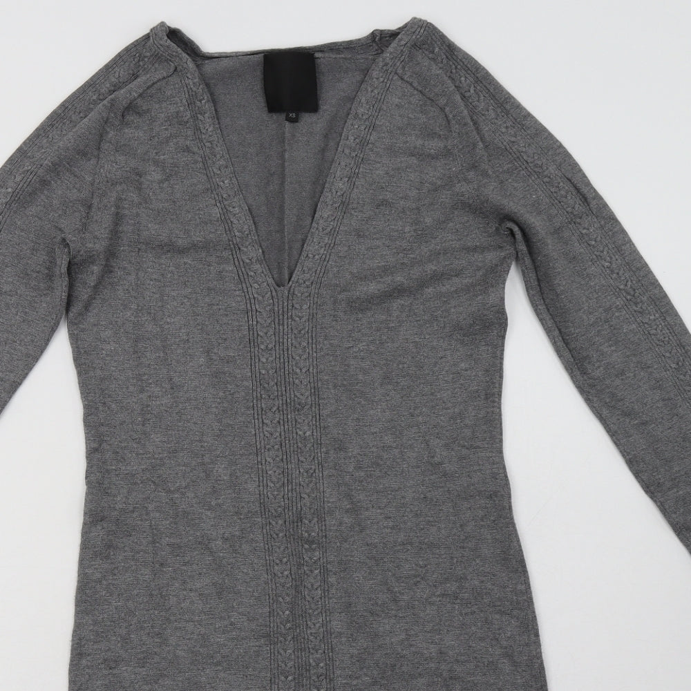 inwear Womens Grey  Viscose Jumper Dress  Size XS  V-Neck Pullover