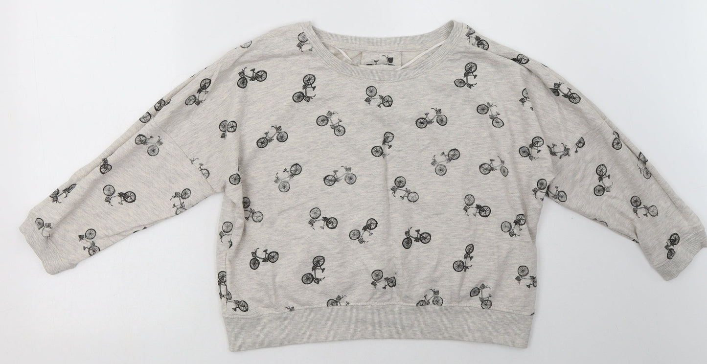Primark Womens Beige Geometric Cotton Pullover Sweatshirt Size 14  Pullover - bike print