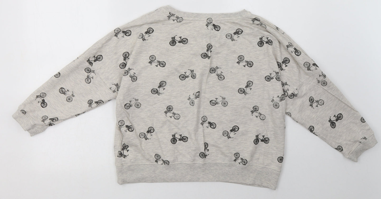 Primark Womens Beige Geometric Cotton Pullover Sweatshirt Size 14  Pullover - bike print