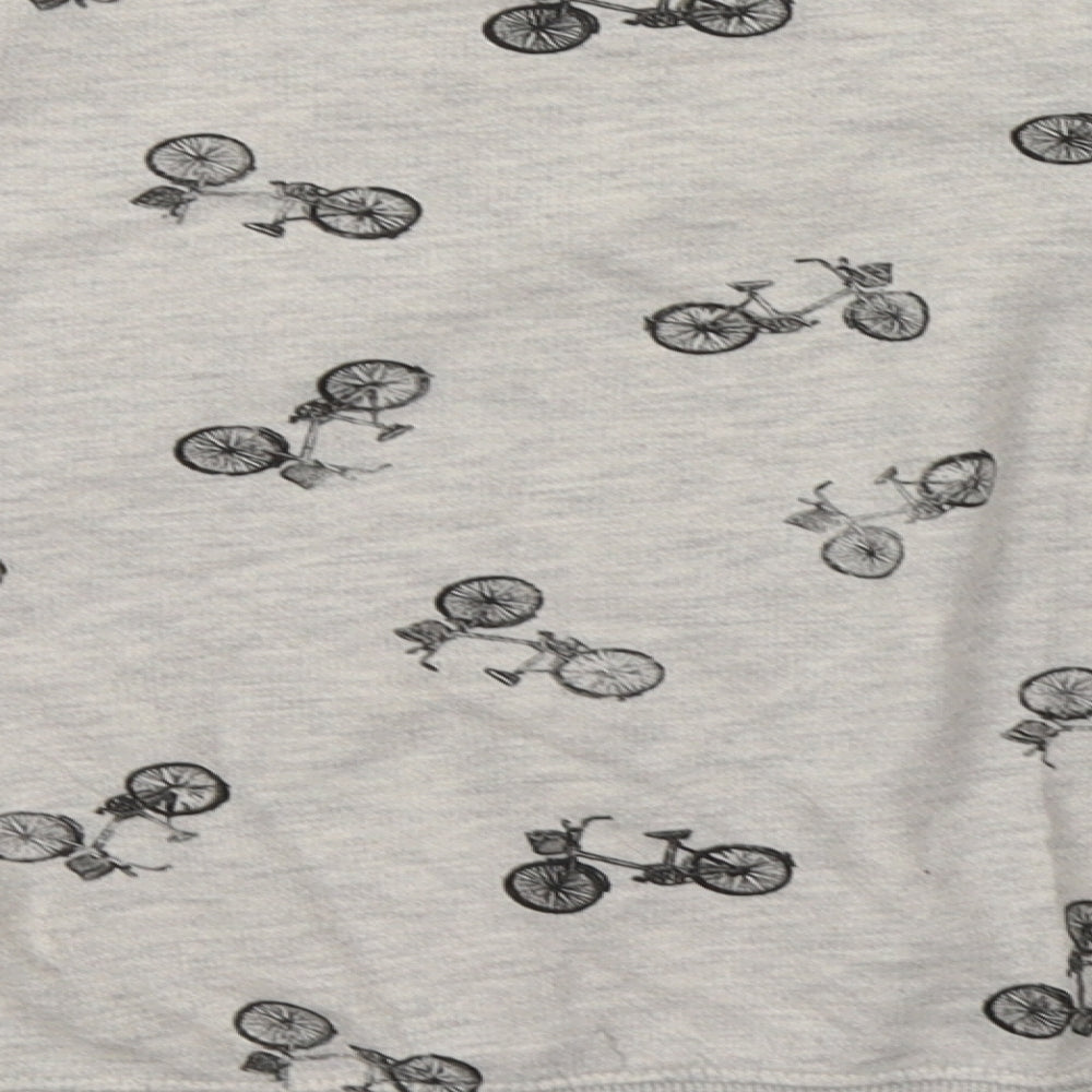 Primark Womens Beige Geometric Cotton Pullover Sweatshirt Size 14  Pullover - bike print