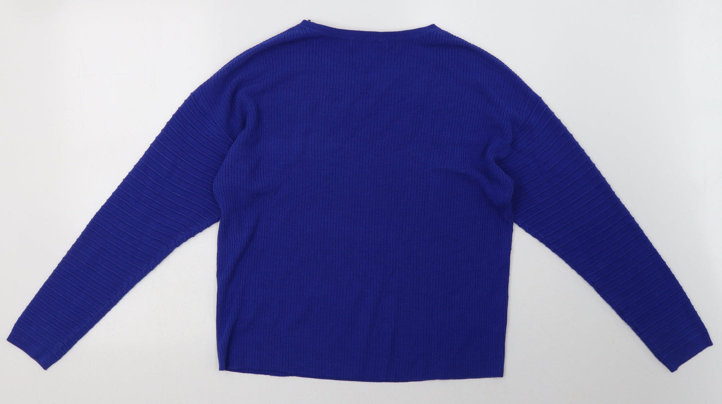 Marks and Spencer Womens Beige Striped Acrylic Pullover Sweatshirt Size 18  Pullover