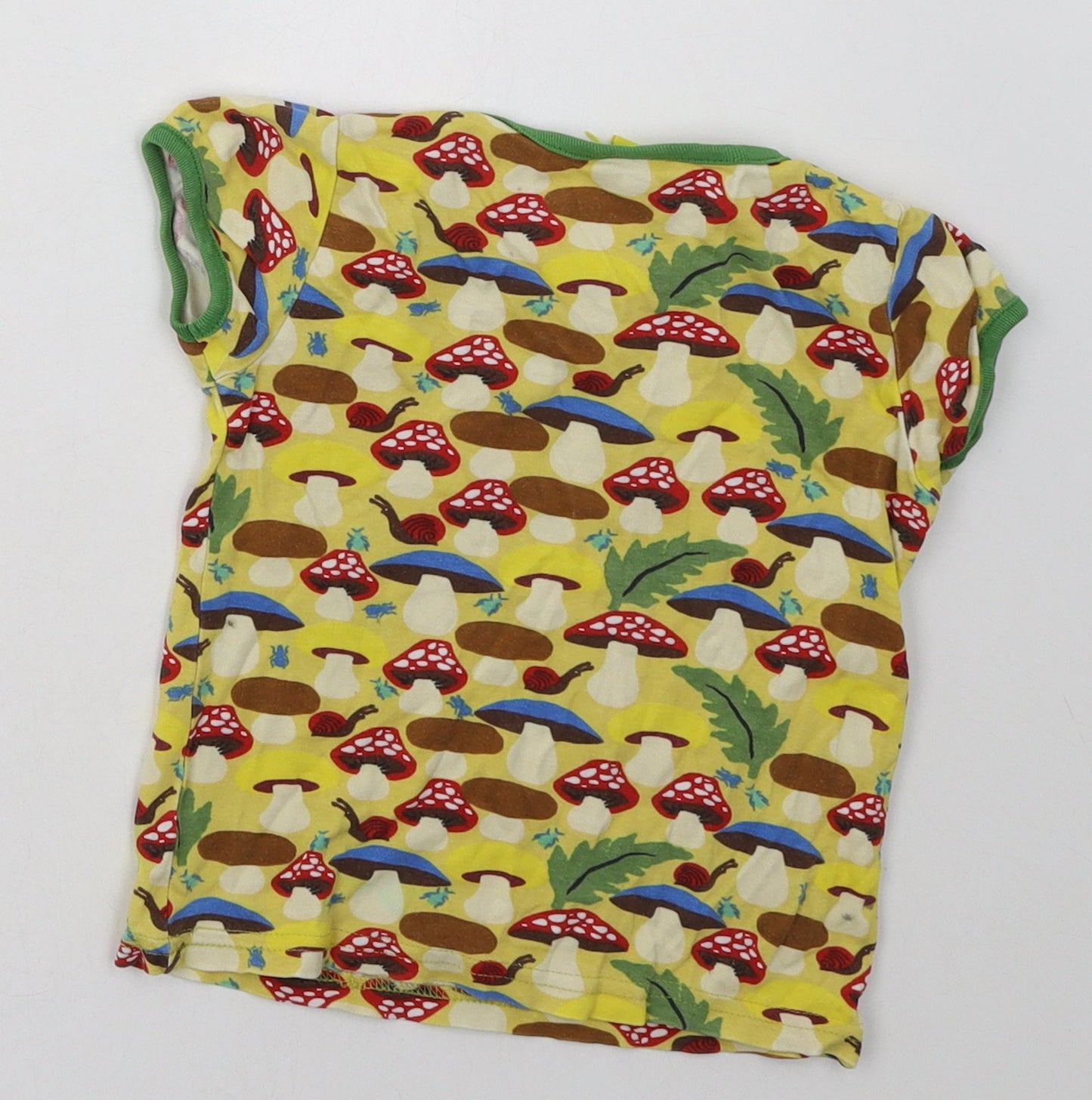 dunns Boys Yellow Geometric Cotton Basic T-Shirt Size 2-3 Years Crew Neck Pullover - mushroom print