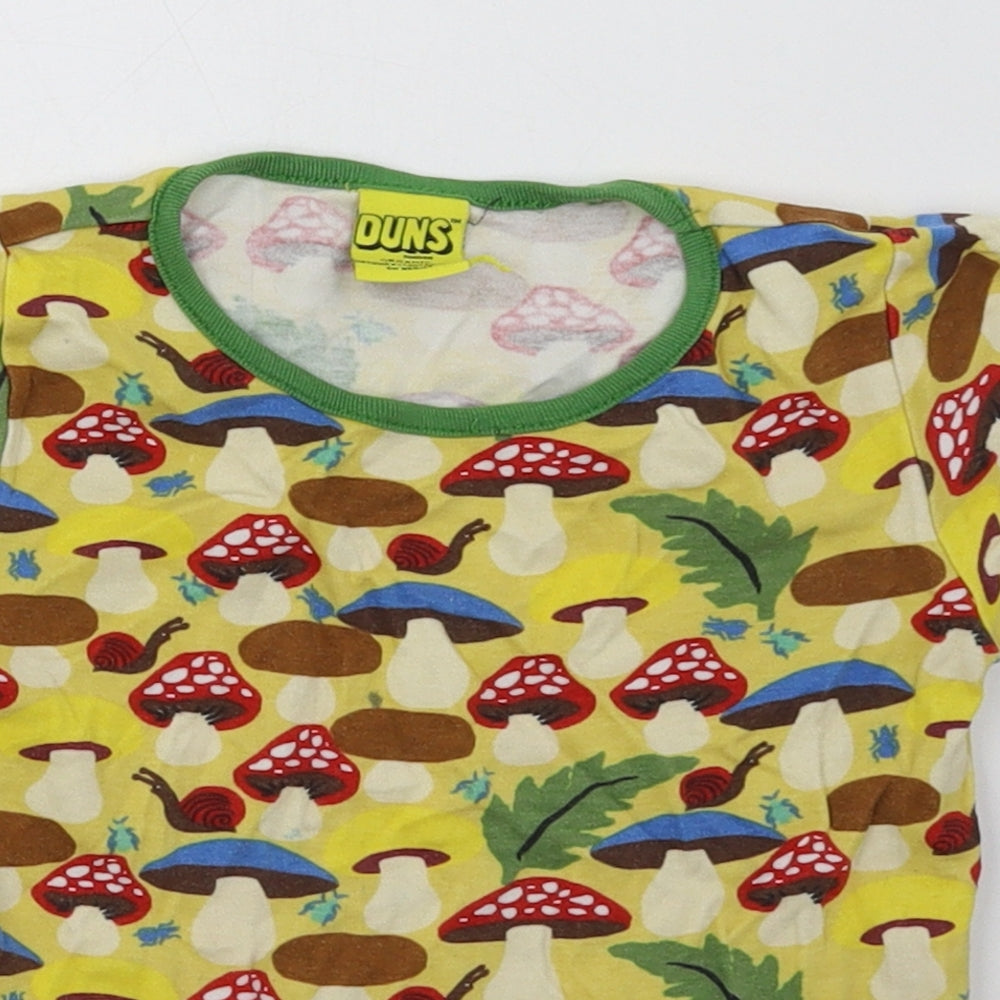 dunns Boys Yellow Geometric Cotton Basic T-Shirt Size 2-3 Years Crew Neck Pullover - mushroom print