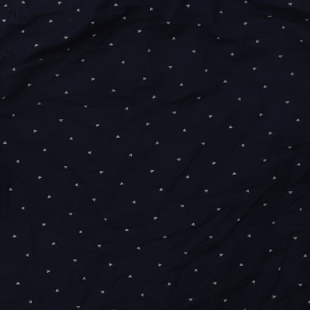 NEXT Mens Blue Geometric Cotton  Button-Up Size L Collared Button