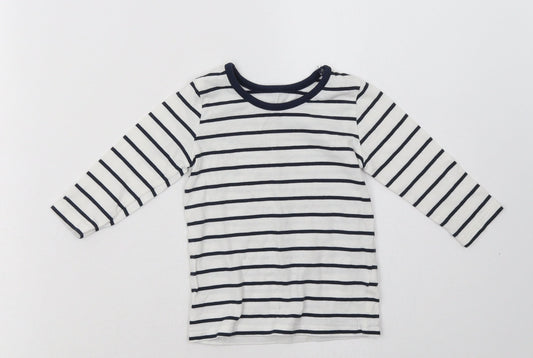 George Baby White Striped Cotton Basic Casual Size 6-9 Months Crew Neck Pullover