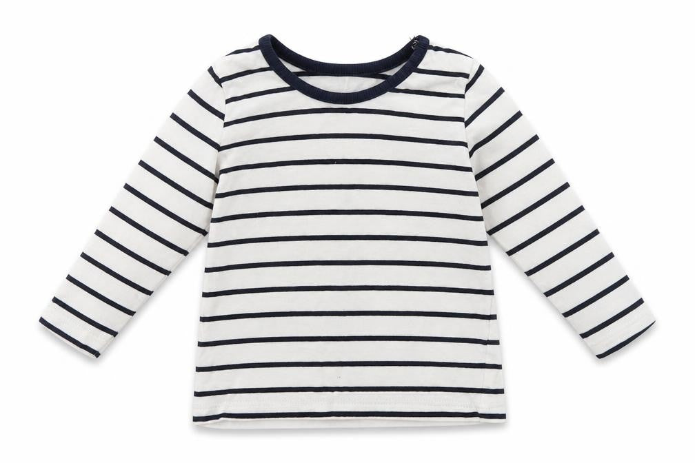 George Baby White Striped Cotton Basic Casual Size 6-9 Months Crew Neck Pullover