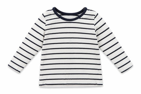 George Baby White Striped Cotton Basic Casual Size 6-9 Months Crew Neck Pullover