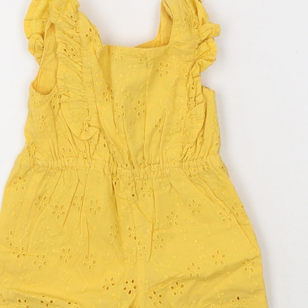 Primark Girls Yellow  Cotton Jumpsuit Outfit/Set Size 0-3 Months  Button
