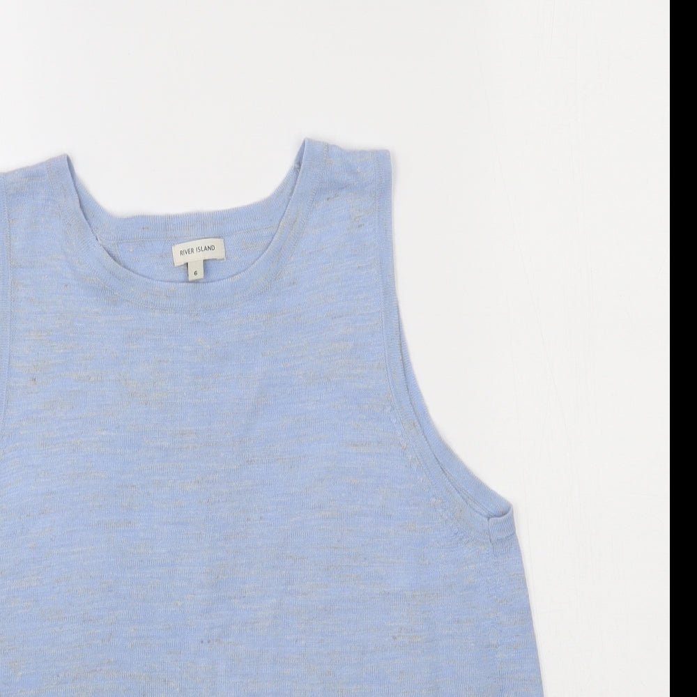 River Island Womens Blue  Acrylic Basic Tank Size 6 Round Neck - Open back