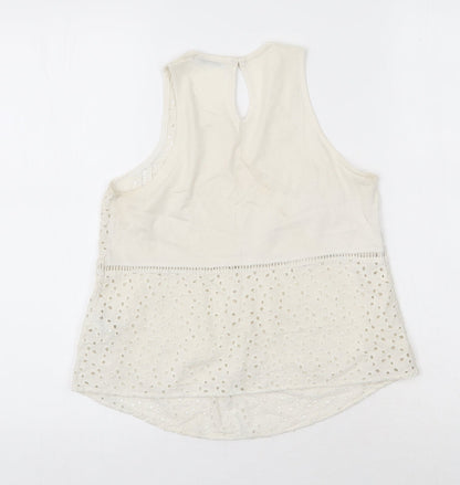 Next Womens Ivory  Cotton Basic Tank Size S Scoop Neck