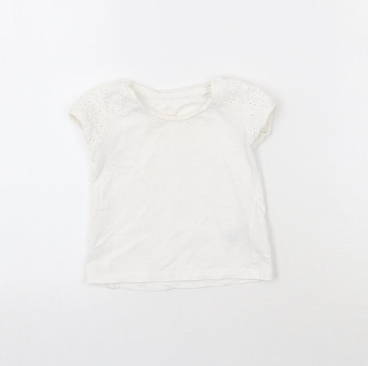 NEXT Girls White  Cotton Basic T-Shirt Size 3-6 Months Roll Neck Pullover