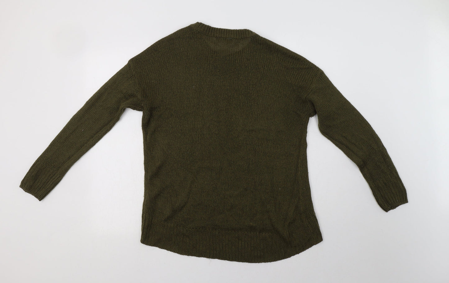 New Look Womens Green Crew Neck  Acrylic Pullover Jumper Size M