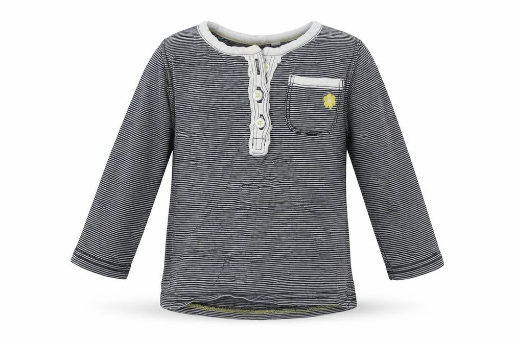 NEXT Baby Blue Striped Cotton Basic Blouse Size 9-12 Months Henley Button