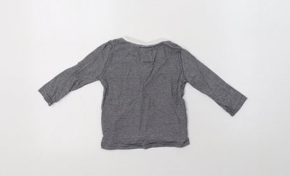 Next Baby Blue Striped Cotton Basic Blouse Size 9-12 Months Henley Button