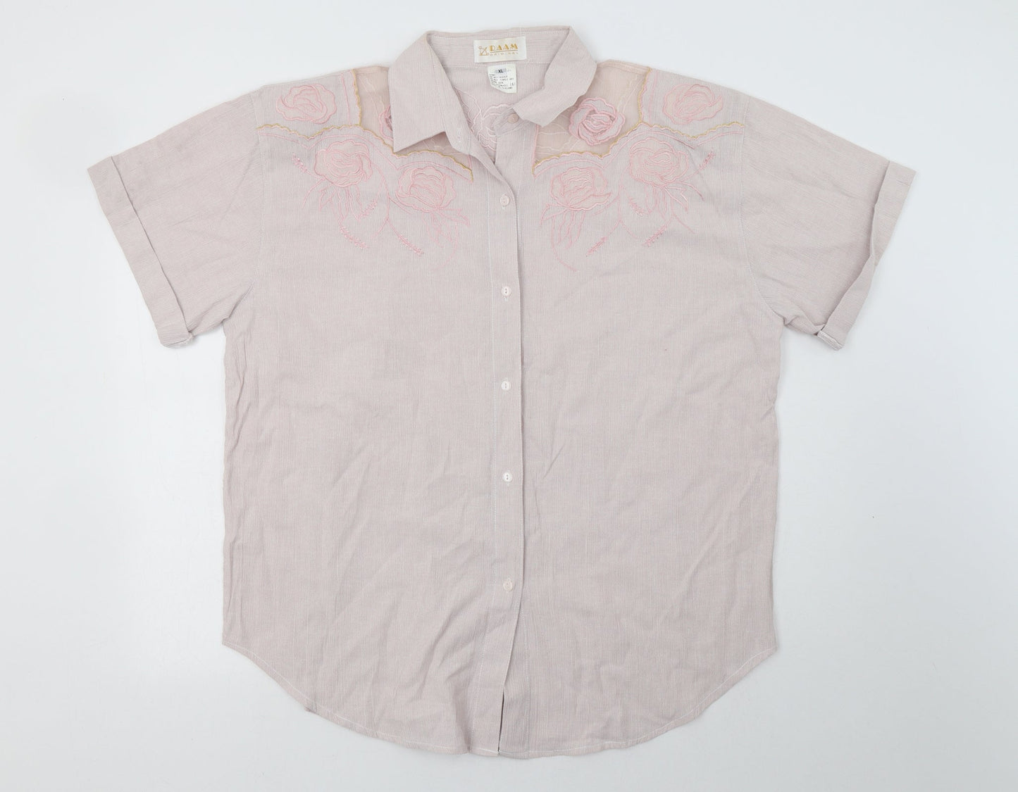 Raam Womens Pink Floral Cotton Basic Button-Up Size XL Collared