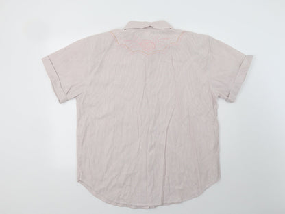Raam Womens Pink Floral Cotton Basic Button-Up Size XL Collared