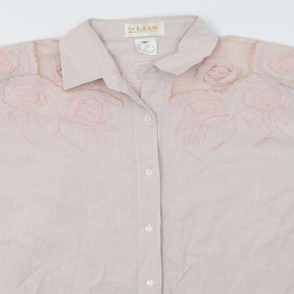 Raam Womens Pink Floral Cotton Basic Button-Up Size XL Collared