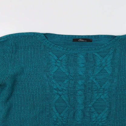 Bonmarché Womens Green Crew Neck Acrylic Pullover Jumper Size S