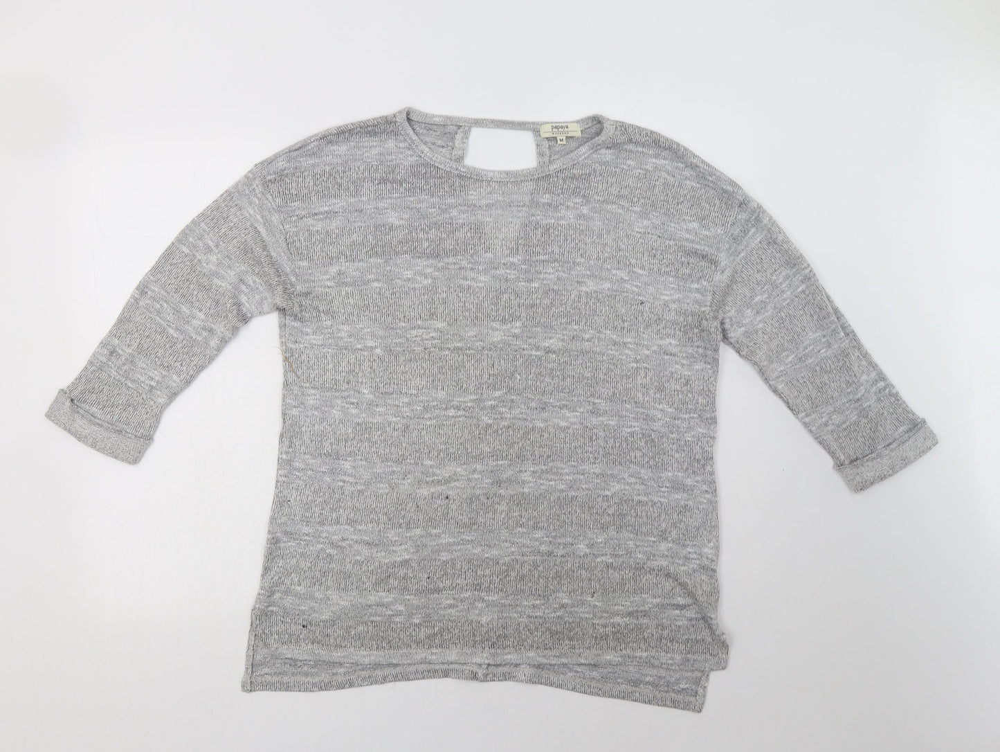 Papaya Womens Grey Crew Neck  Viscose Pullover Jumper Size M