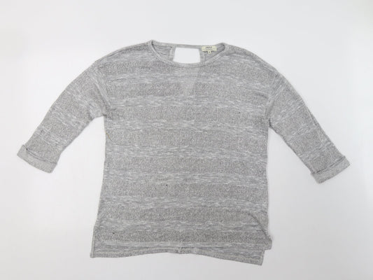Papaya Womens Grey Crew Neck  Viscose Pullover Jumper Size M