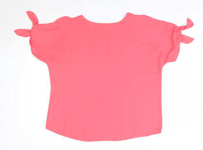 Peacocks Womens Pink  Polyester Basic Blouse Size 14 Round Neck