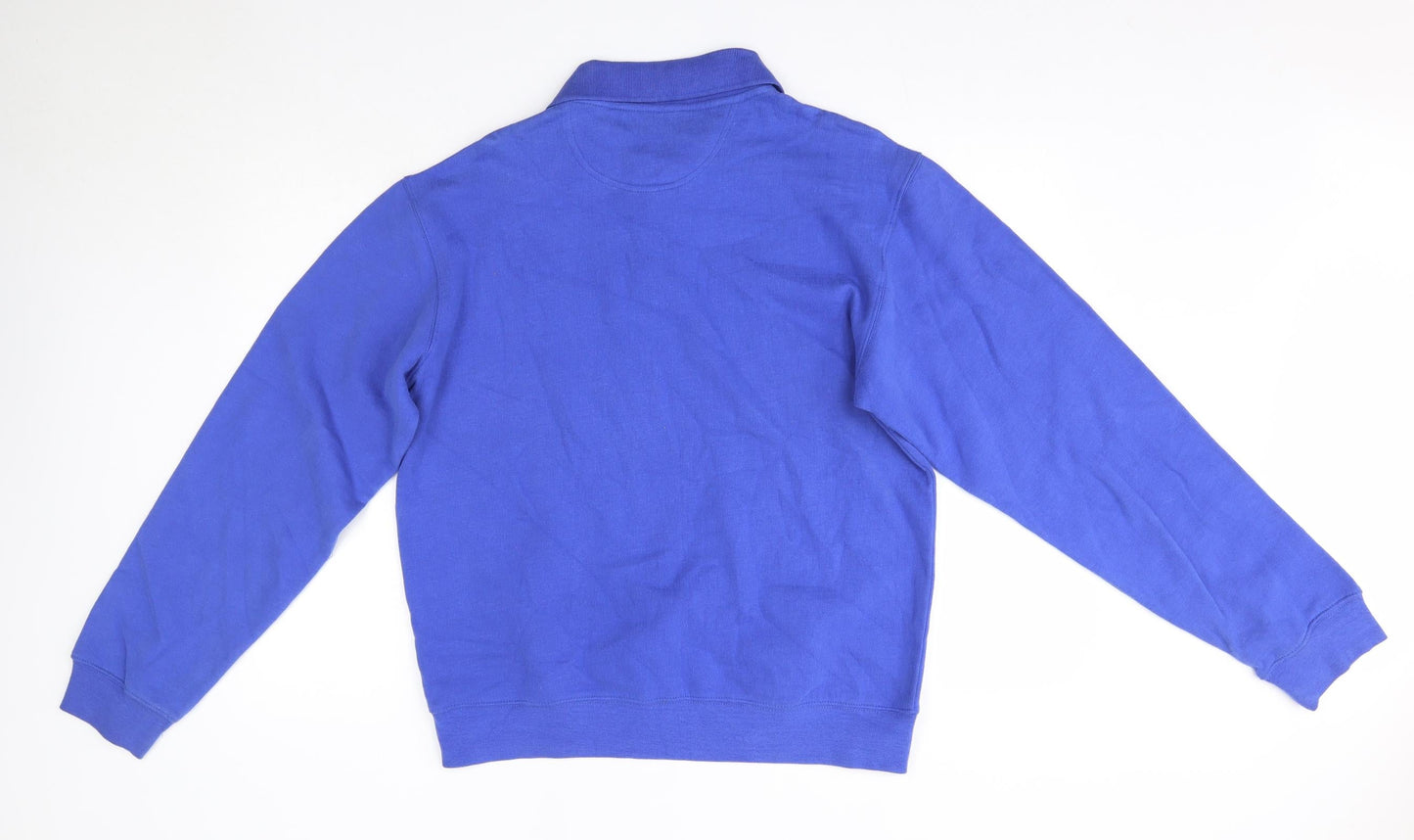 Preworn Mens Blue Collared  Cotton Pullover Jumper Size S