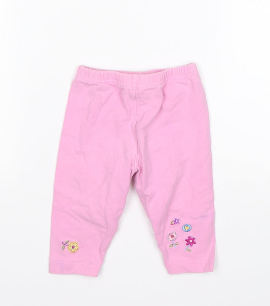Tesco Girls Pink Floral Cotton  Pyjama Pants Size 3-6 Months