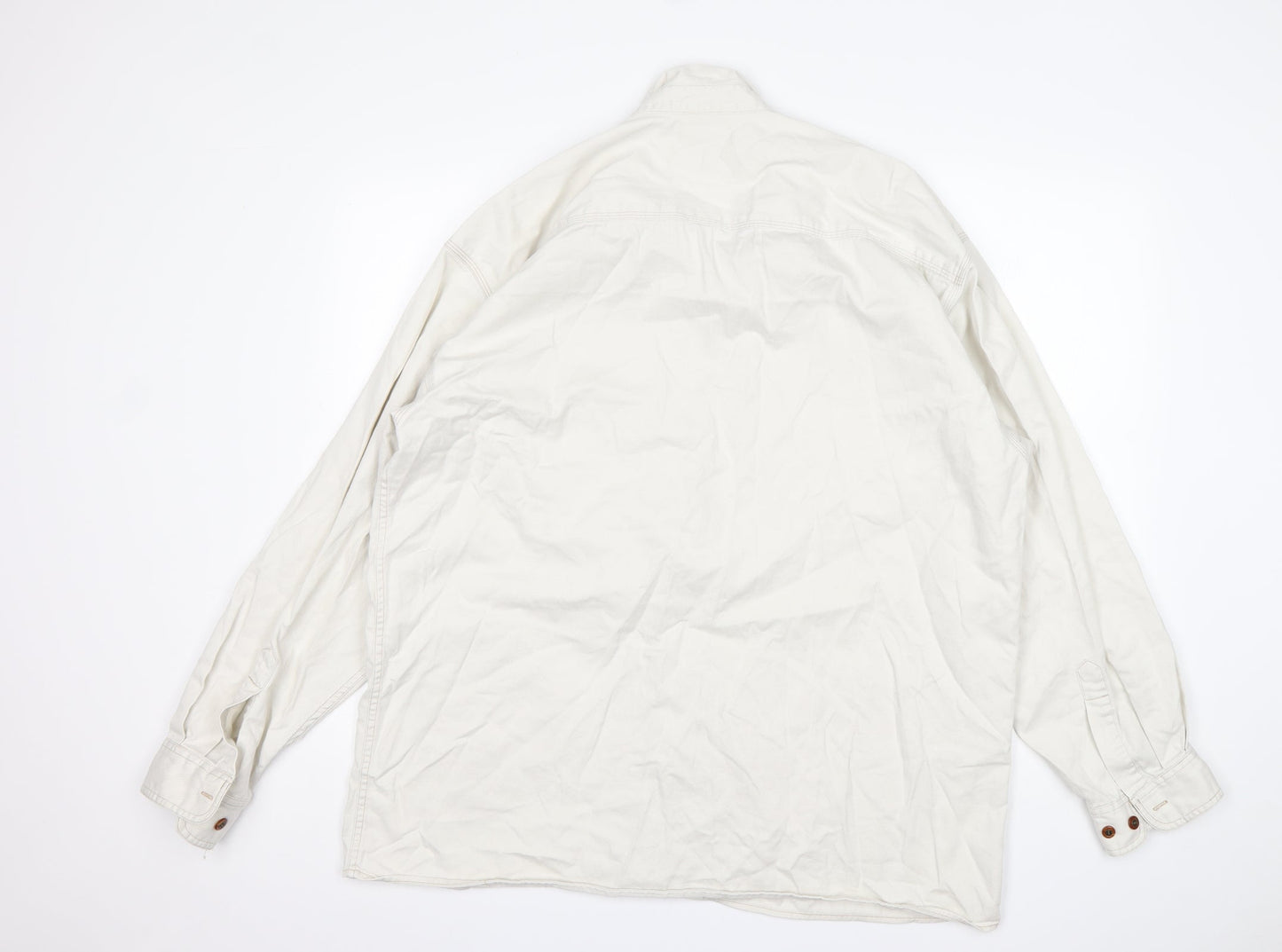 Cavenline Mens White    Button-Up Size XL Collared