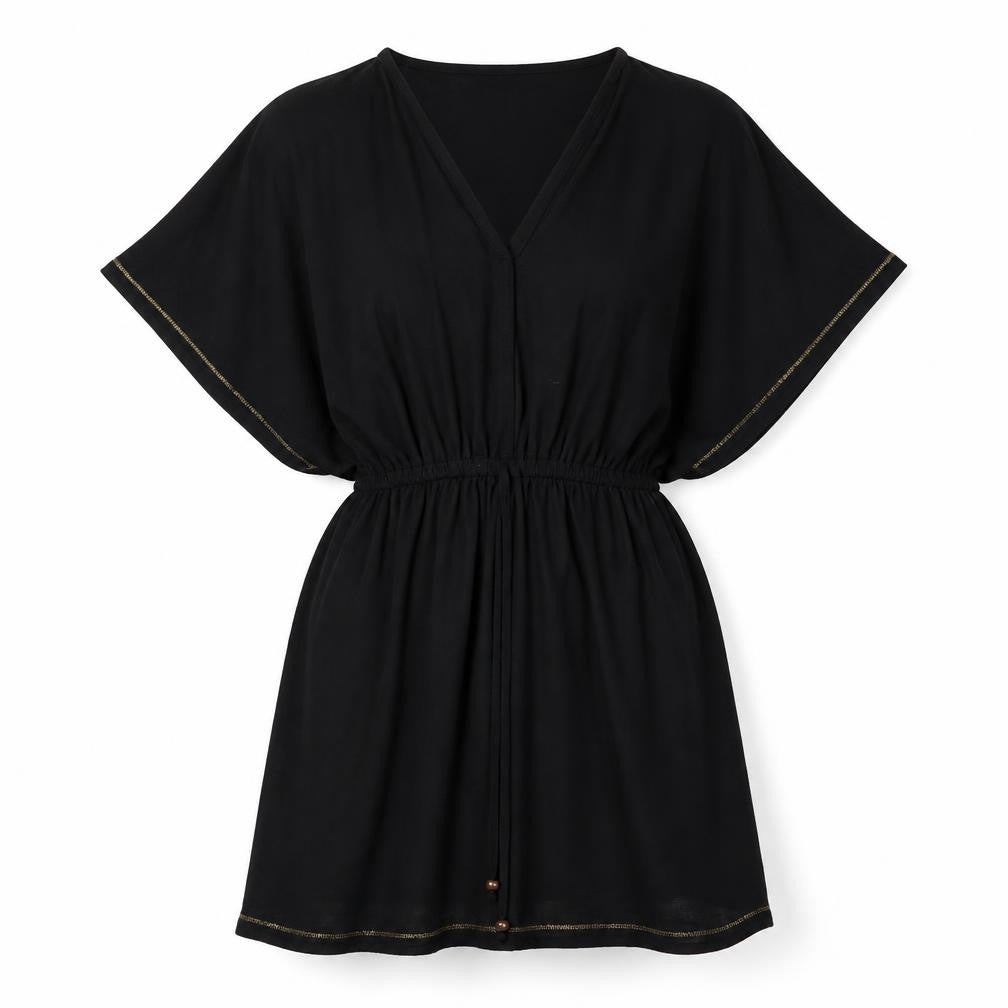 Papaya Womens Black  Polyester Fit & Flare  Size S  V-Neck