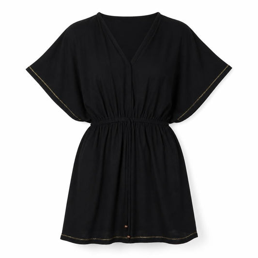 Papaya Womens Black  Polyester Fit & Flare  Size S  V-Neck