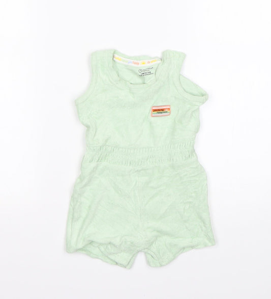 Primark Girls Green  Cotton Romper One-Piece Size 6-9 Months