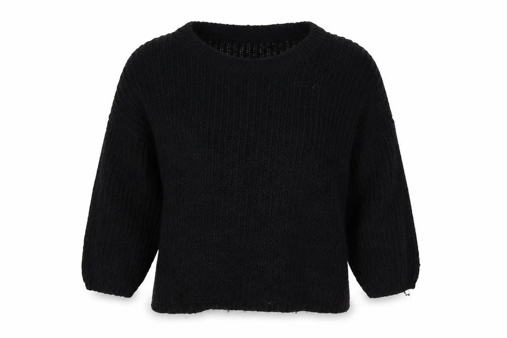 Sweewe Womens Black Round Neck  Acrylic Pullover Jumper Size S