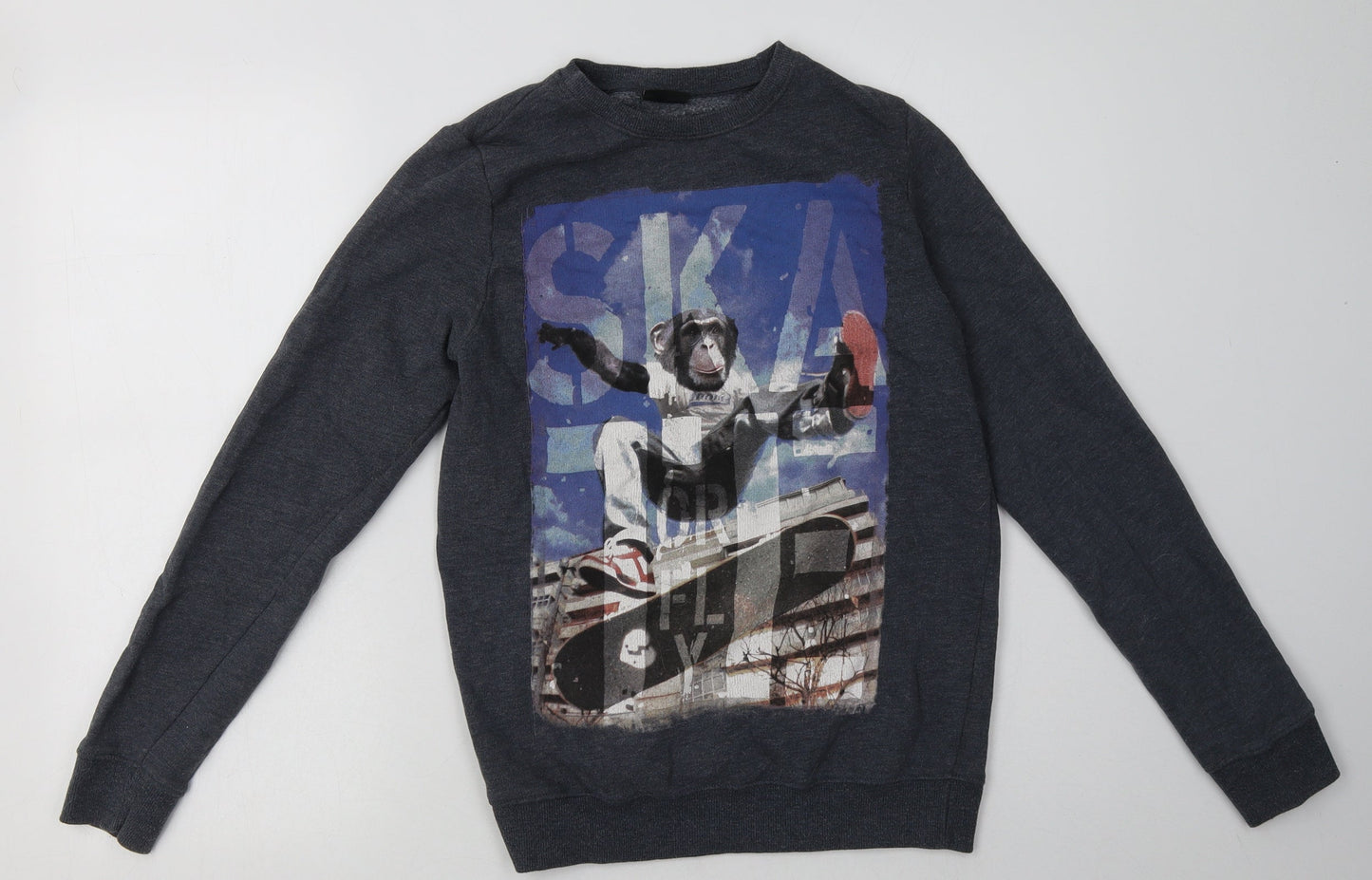 NEXT Girls Blue  Cotton Pullover Sweatshirt Size 13 Years  Pullover - Monkey