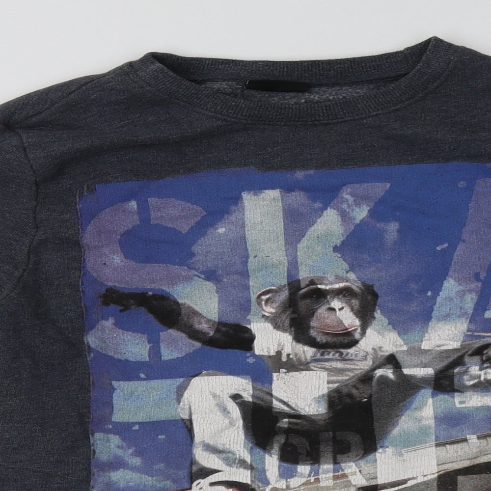 NEXT Girls Blue  Cotton Pullover Sweatshirt Size 13 Years  Pullover - Monkey